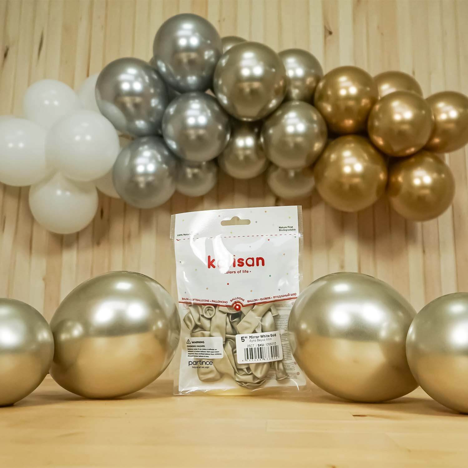 BALON KROM KALİSAN 5 İNÇ WHITE GOLD 100 LÜ