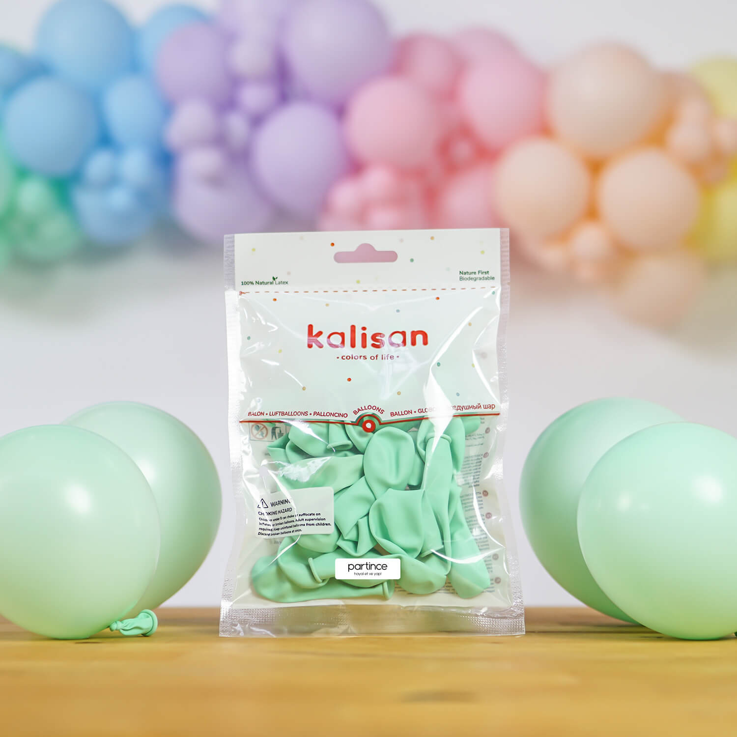 BALON MAKARON KALİSAN 5 İNÇ MİNT YEŞİLİ 100 LÜ