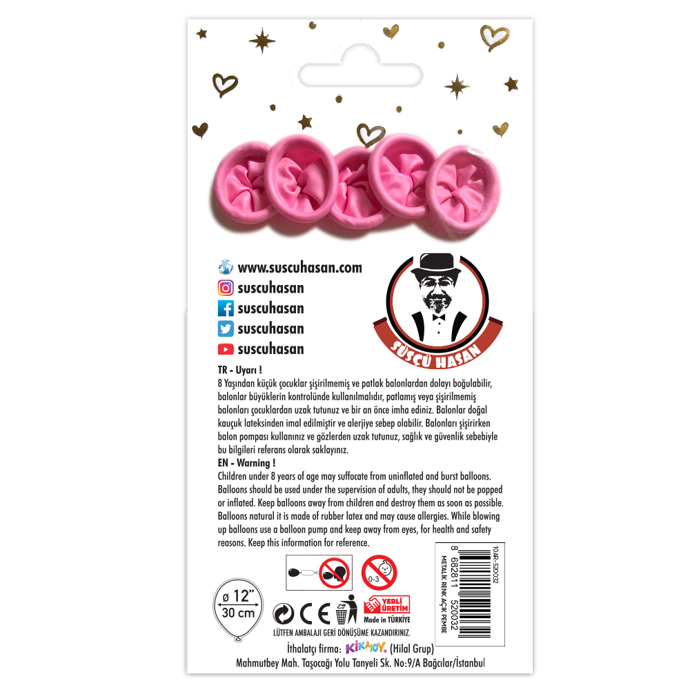 BALON PERAKENDE METALİK AÇIK PEMBE 5 Lİ