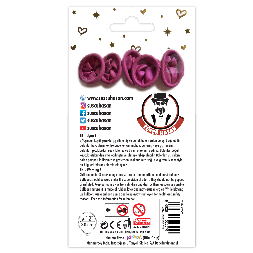 BALON PERAKENDE METALİK FUŞYA 5 Lİ