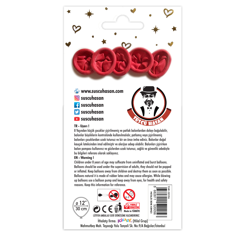 BALON PERAKENDE METALİK KIRMIZI 5 Lİ