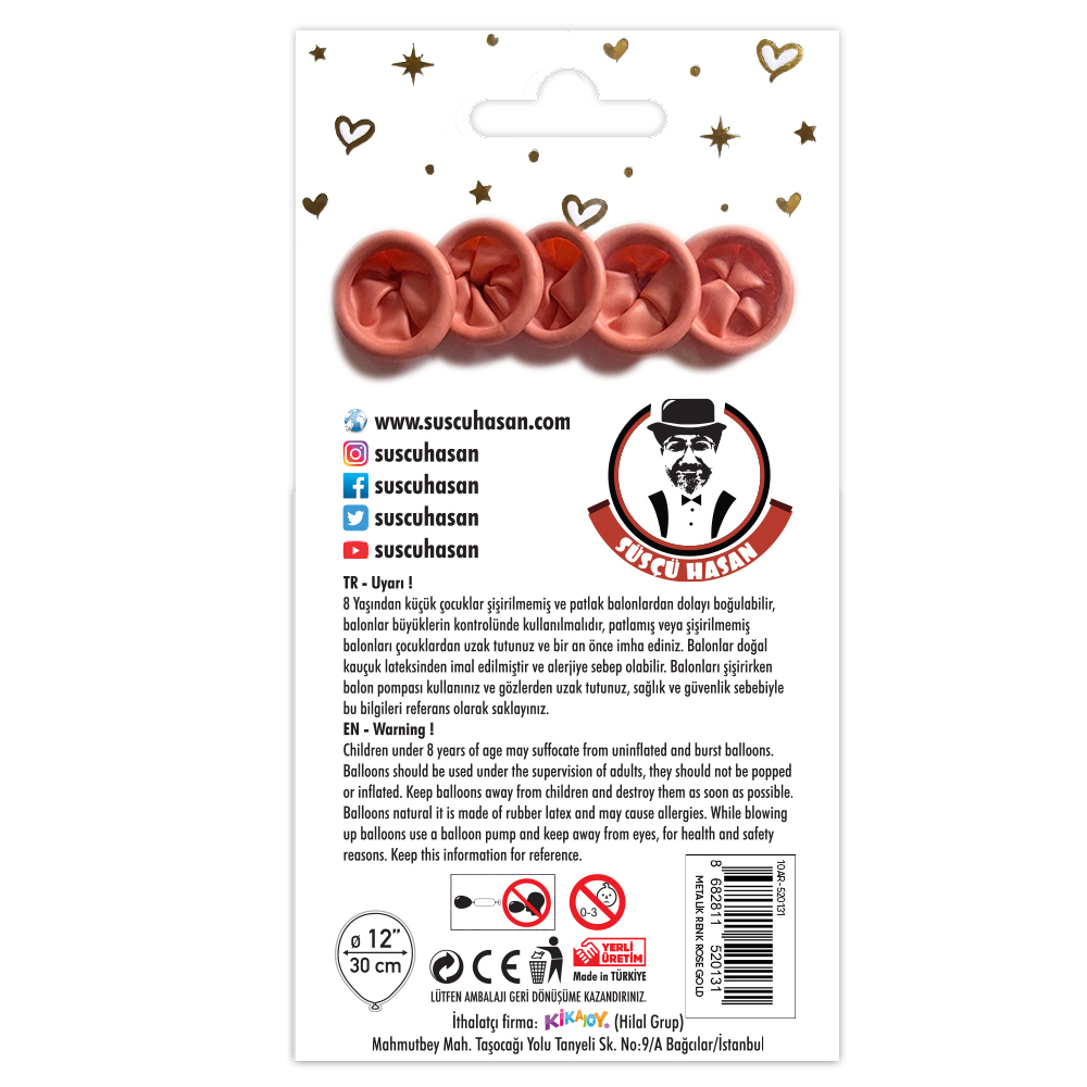 BALON PERAKENDE METALİK ROSE GOLD 5 Lİ