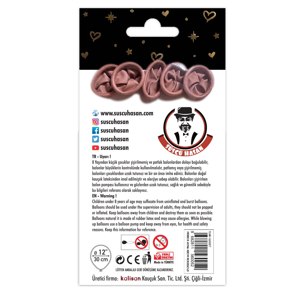 BALON PERAKENDE MİRROR AYNA KROM ROSE GOLD 5 Lİ