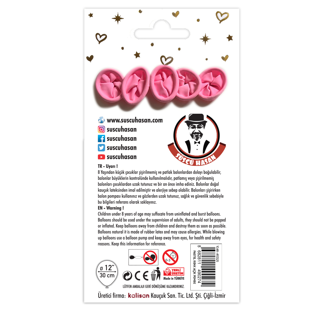 BALON PERAKENDE PASTEL AÇIK PEMBE 5 Lİ