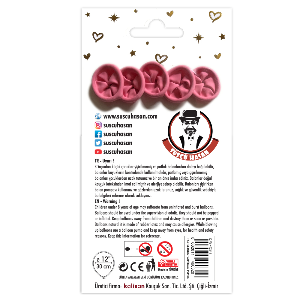 BALON PERAKENDE PASTEL FLAMİNGO PEMBE 5 Lİ