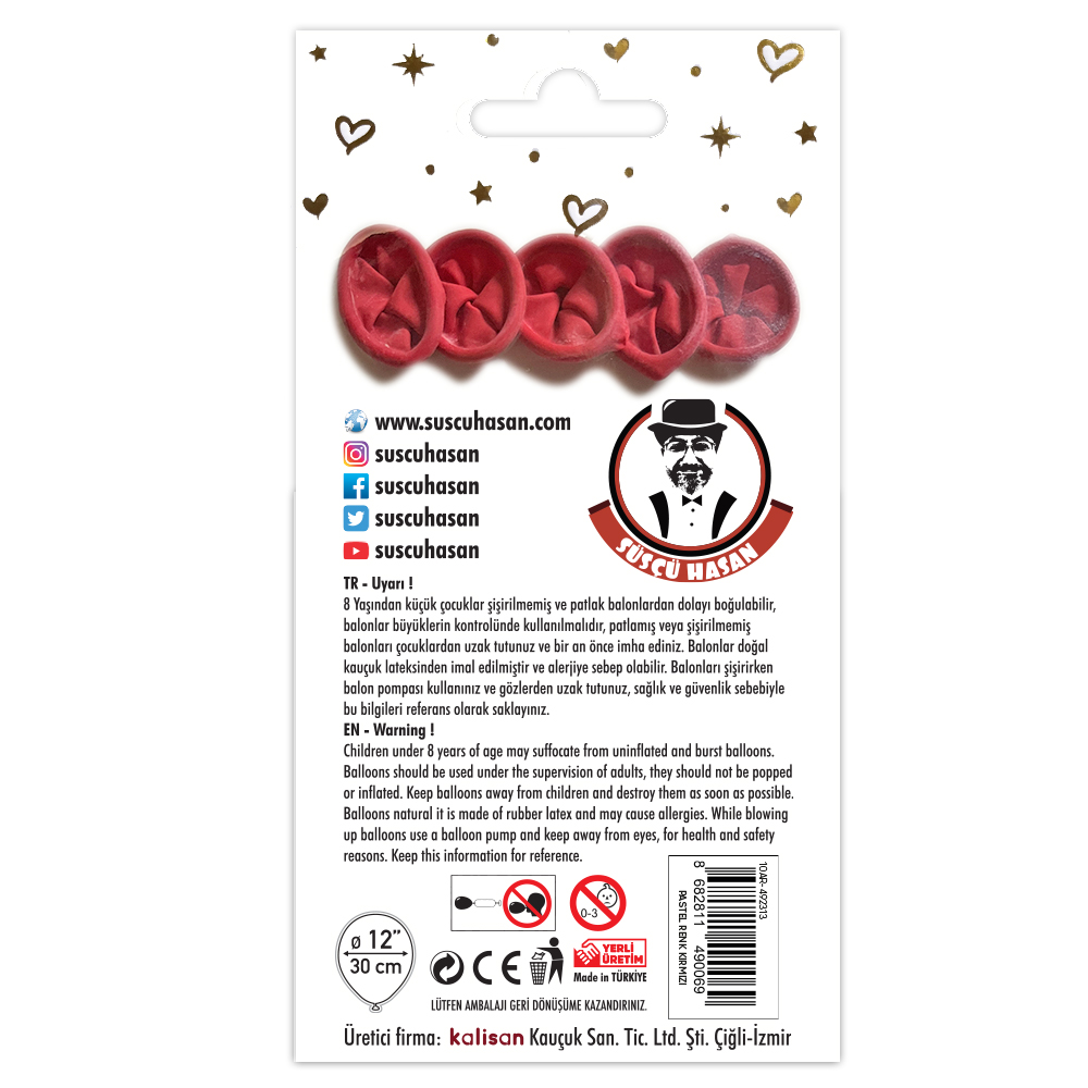 BALON PERAKENDE PASTEL KIRMIZI 5 Lİ