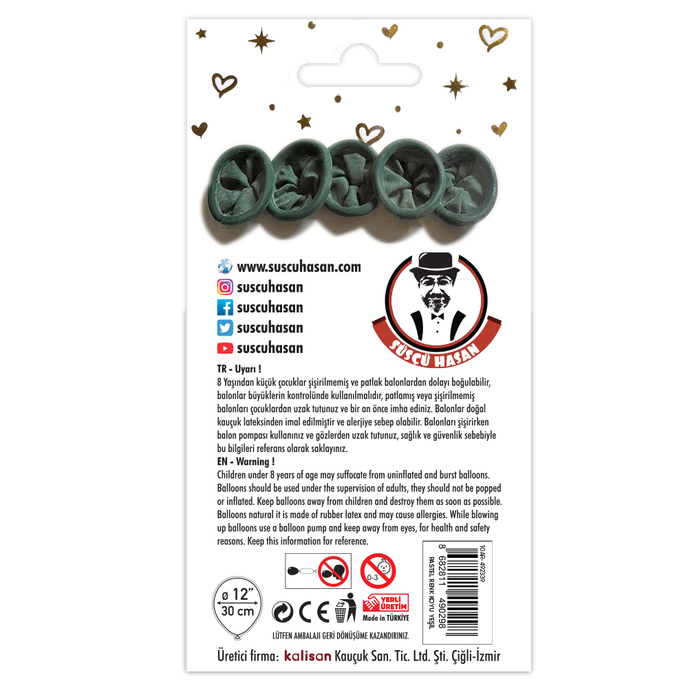 BALON PERAKENDE PASTEL KOYU YEŞİL 5 Lİ