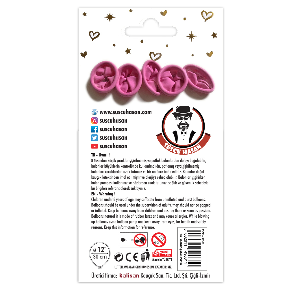 BALON PERAKENDE PASTEL ŞEKER PEMBE 5 Lİ