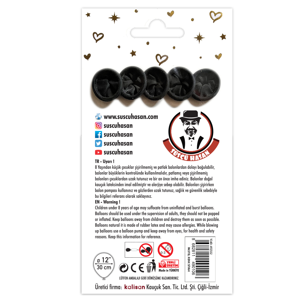 BALON PERAKENDE PASTEL SİYAH 5 Lİ