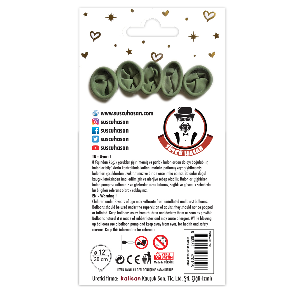 BALON PERAKENDE RETRO OKALİPTUS 5 Lİ