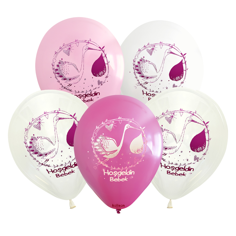 BALON BASK. KALİSAN 12 İNÇ HOŞGELDİN BEBEK PEMBE 25 Lİ	