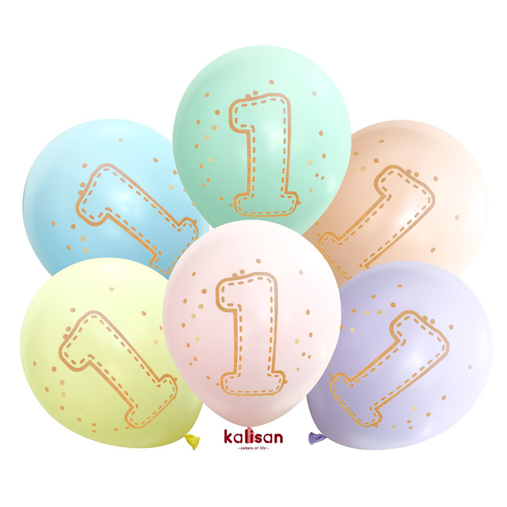 BALON BASK.KALİSAN 12 İNÇ 1 YAŞ MAKARON KARIŞIK 25 Lİ