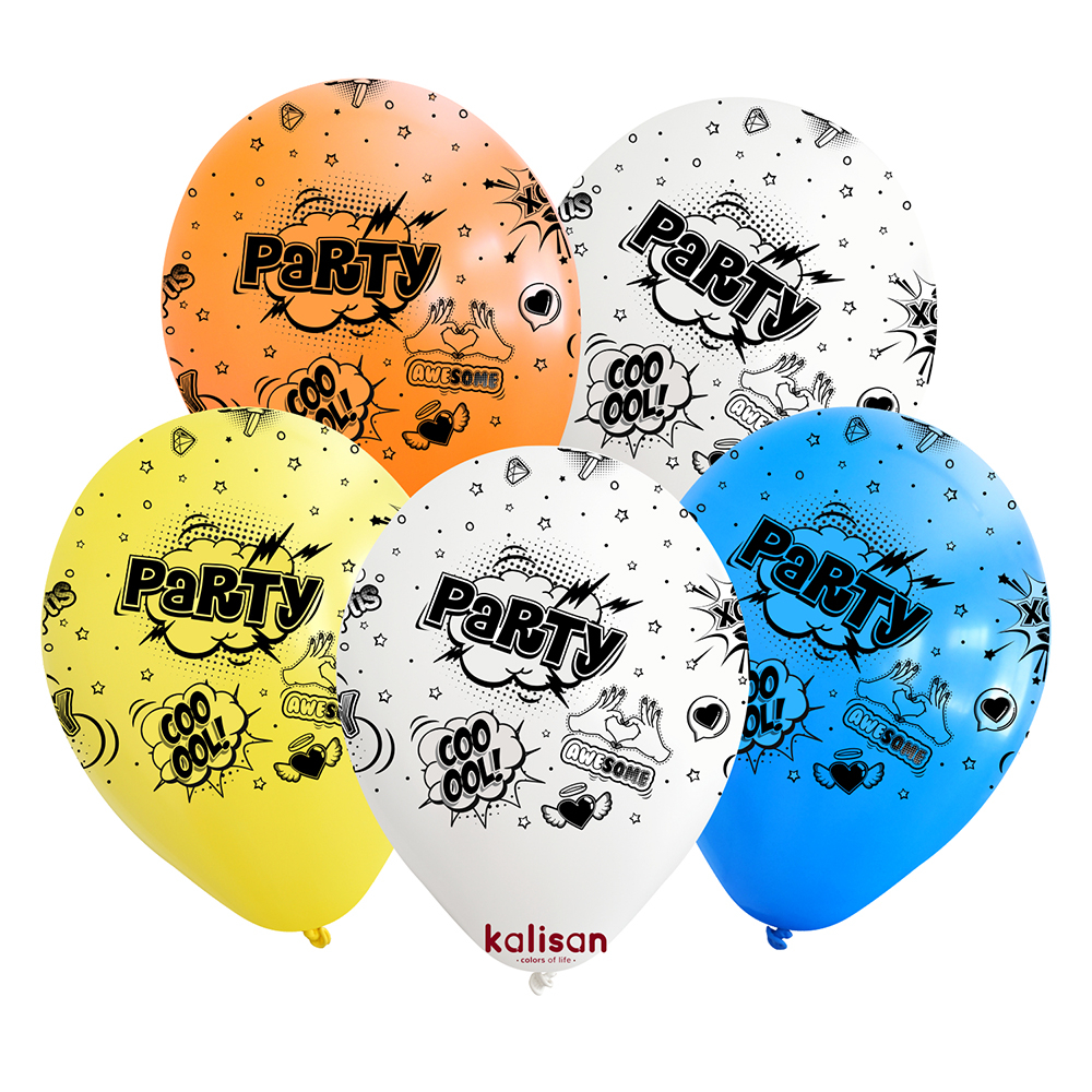 BALON BASK.KALİSAN 12 İNÇ HAPPY B.DAY POP ART 25 Lİ