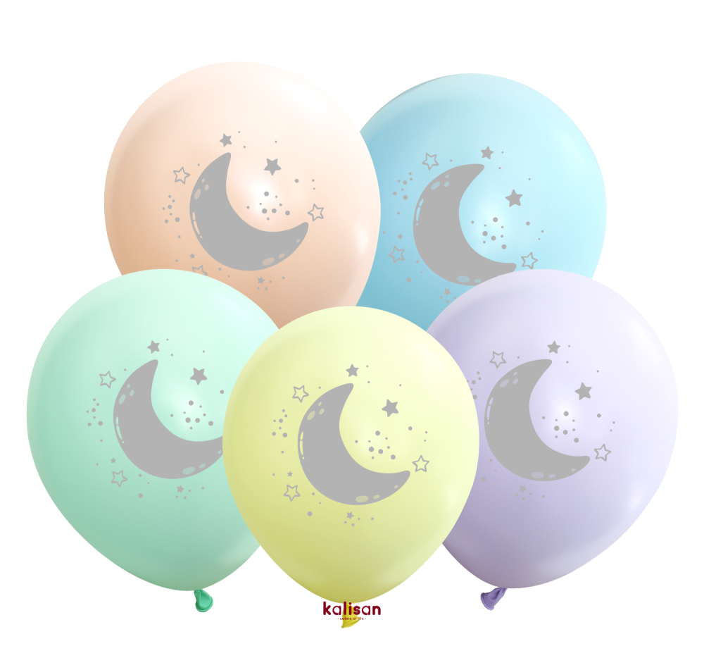 BALON BASK.KALİSAN 12 İNÇ MAKARON YARIM AY 25 Lİ