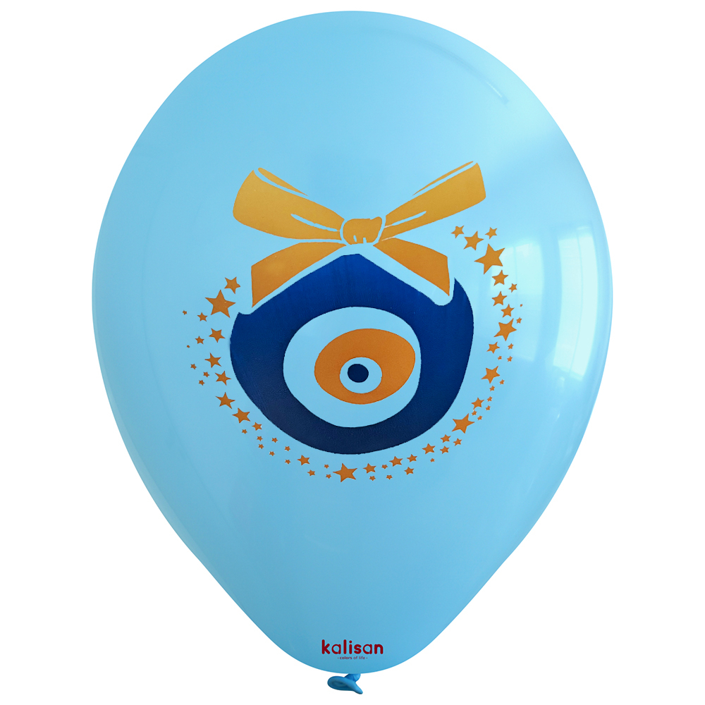 BALON BASK.KALİSAN 12 İNÇ NAZAR AÇIK  MAVİ 25 Lİ
