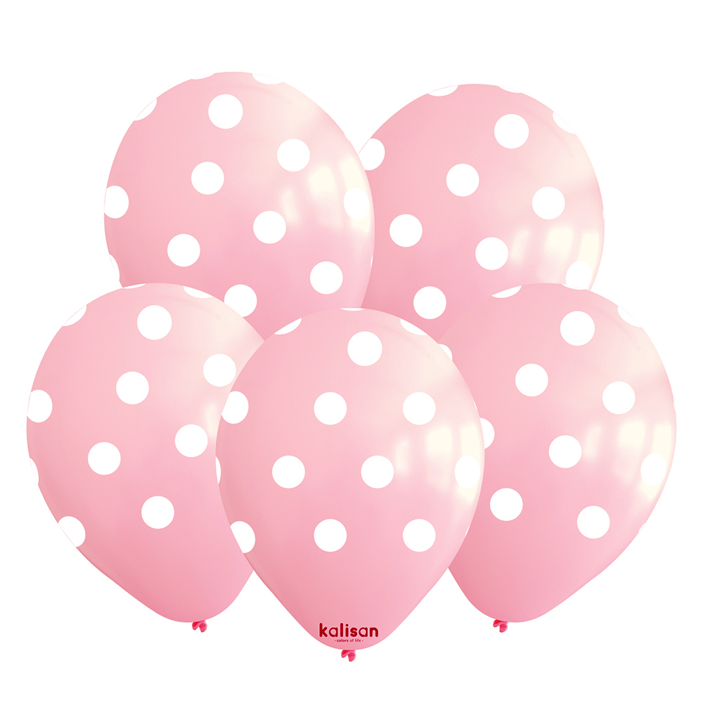 BALON BASK.KALİSAN 12 İNÇ PUANTİYELİ PEMBE 25 Lİ