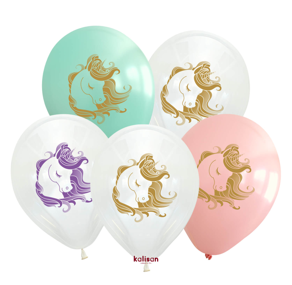 BALON BASK.KALİSAN 12 İNÇ UNICORN KARIŞIK 25 Lİ