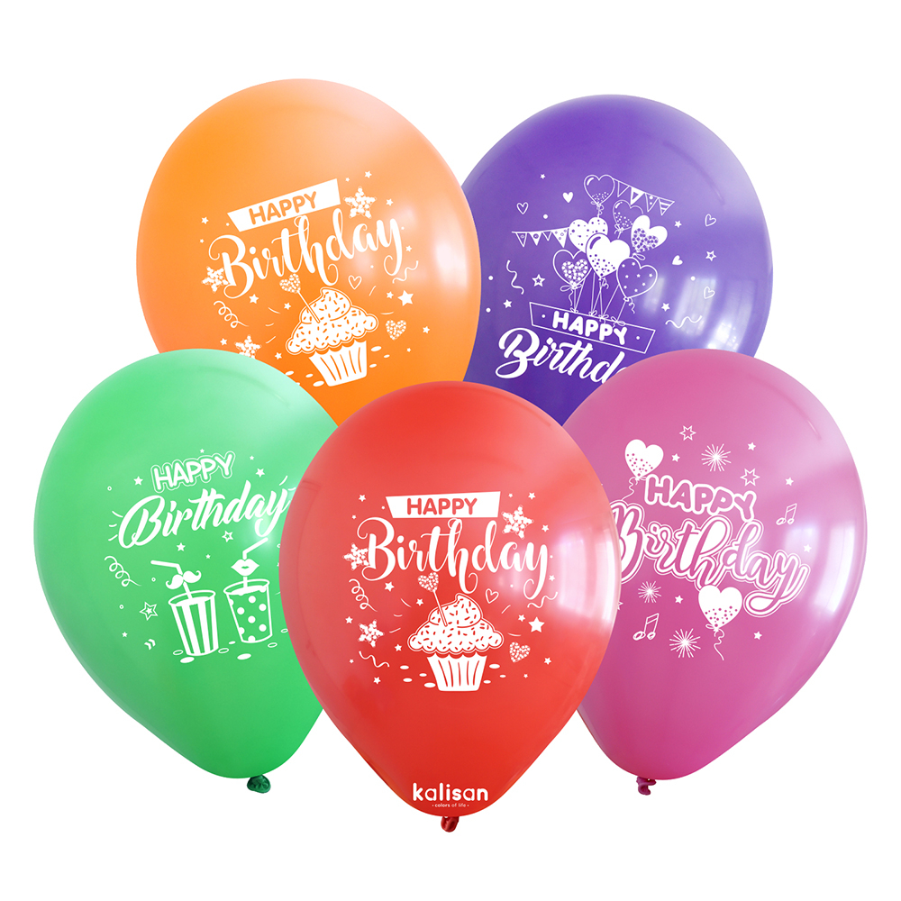 BALON BASKILI KALİSAN HAPPY BIRTHDAY KARIŞK  25 Lİ