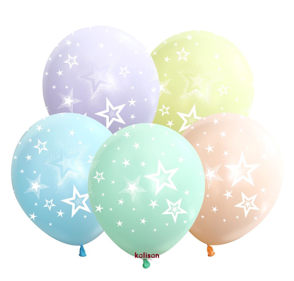 BALON BASKILI KALİSAN MAKARON YILDIZLI 100 LÜ