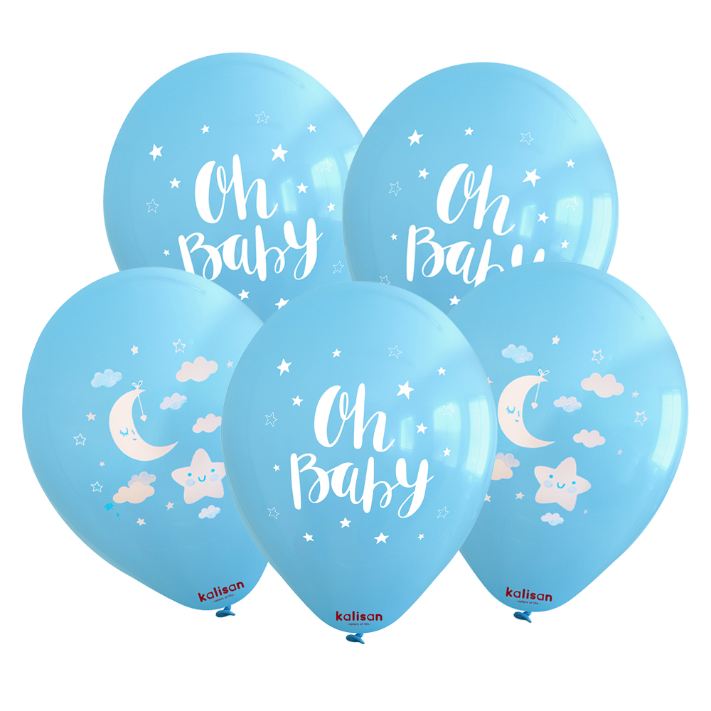 BALON BASKILI KALİSAN OH BABY AÇIK MAVİ 25 Lİ