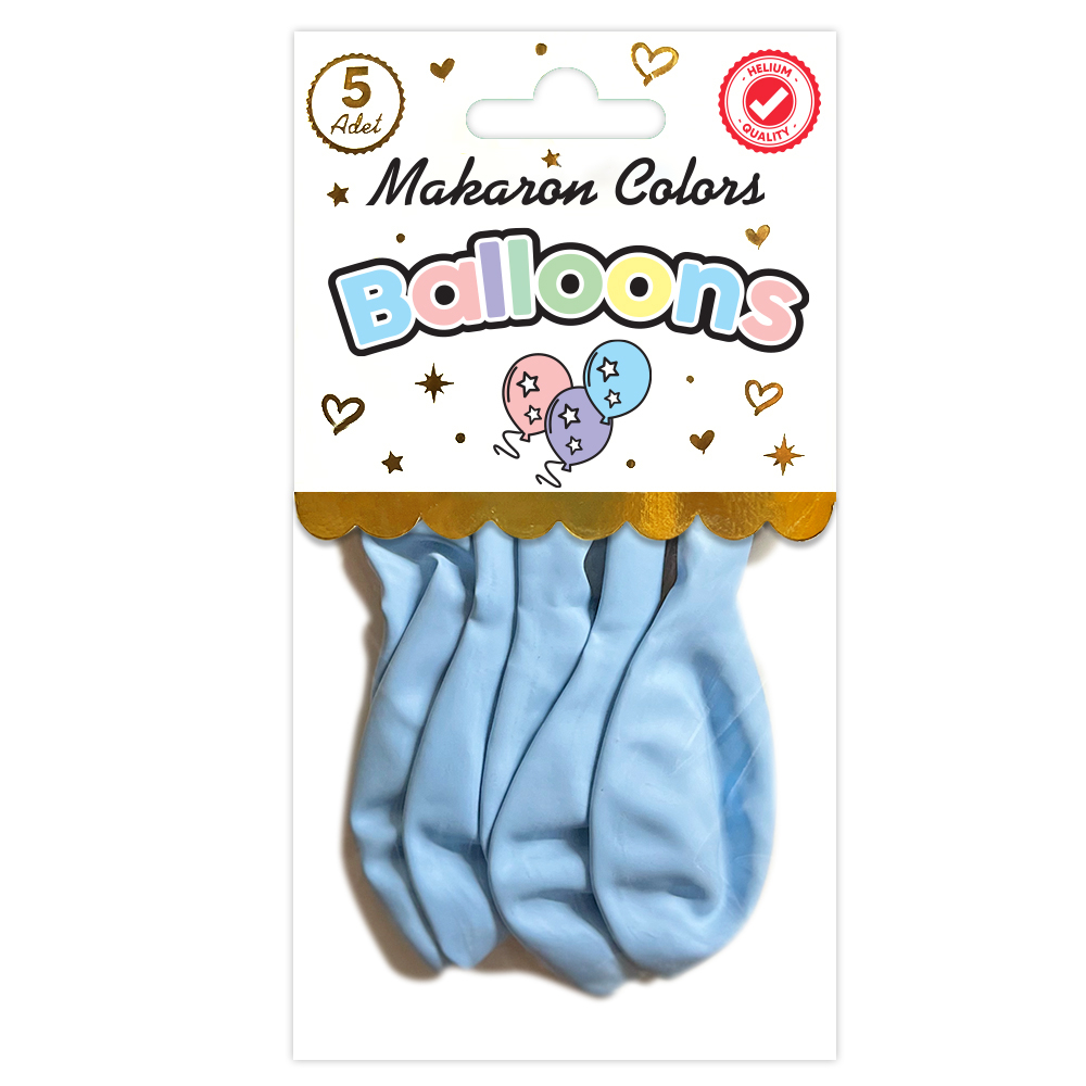 BALON PERAKENDE MAKARON BABY MAVİ 5 Lİ