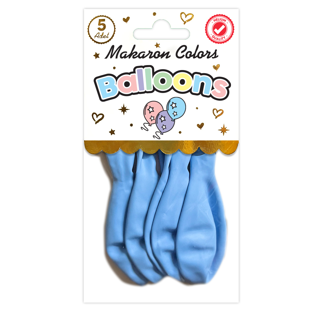 BALON PERAKENDE MAKARON MAVİ 5 Lİ