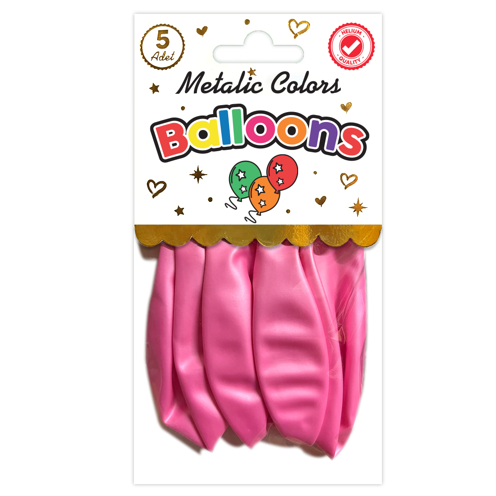 BALON PERAKENDE METALİK AÇIK PEMBE 5 Lİ