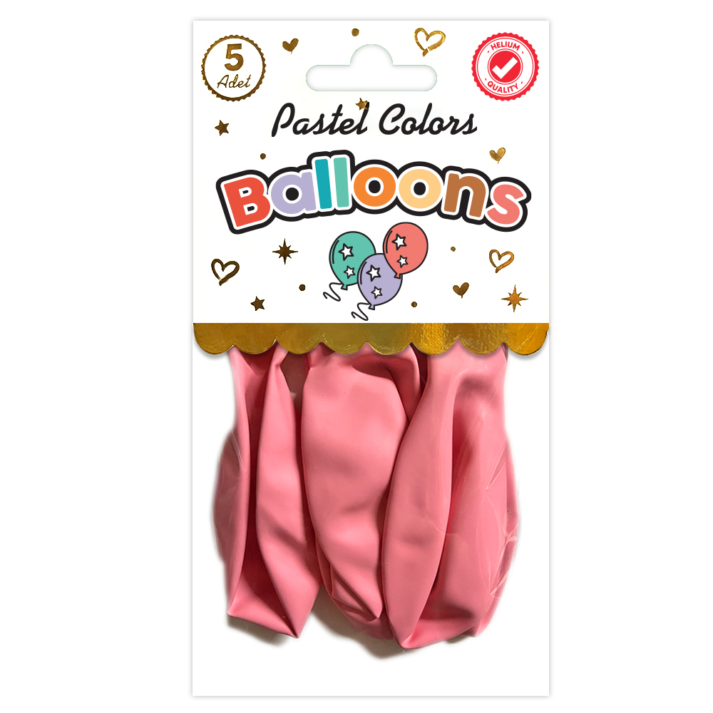 BALON PERAKENDE PASTEL BEBEK PEMBE 5 Lİ