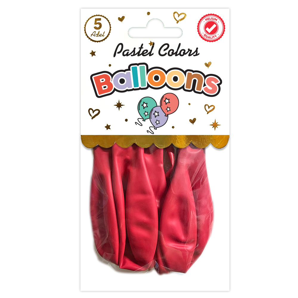 BALON PERAKENDE PASTEL KIRMIZI 5 Lİ