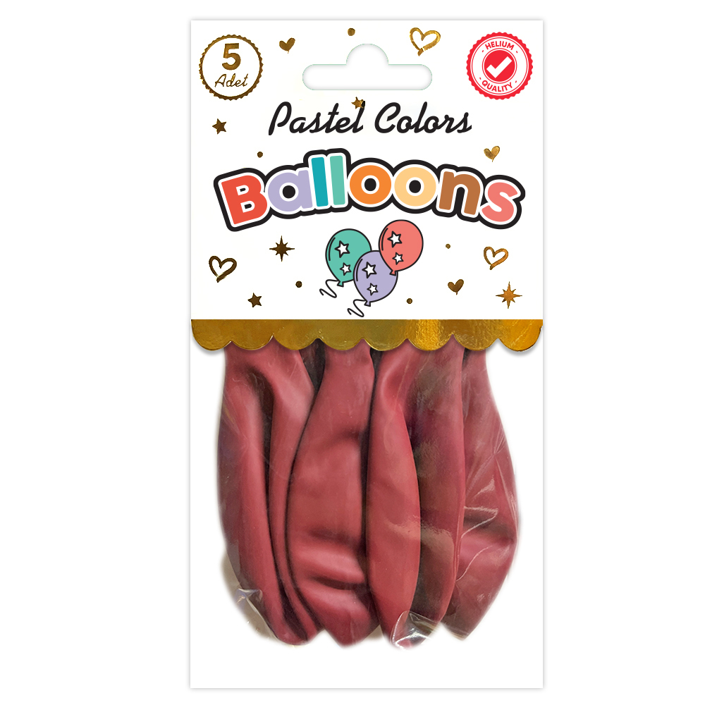 BALON PERAKENDE PASTEL KOYU KIRMIZI 5 Lİ