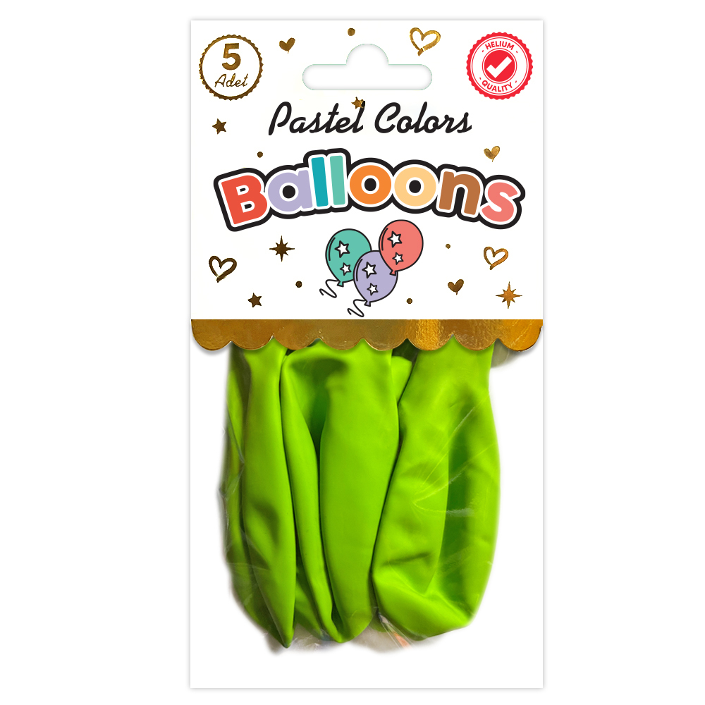 BALON PERAKENDE PASTEL LİMON YEŞİLİ 5 Lİ