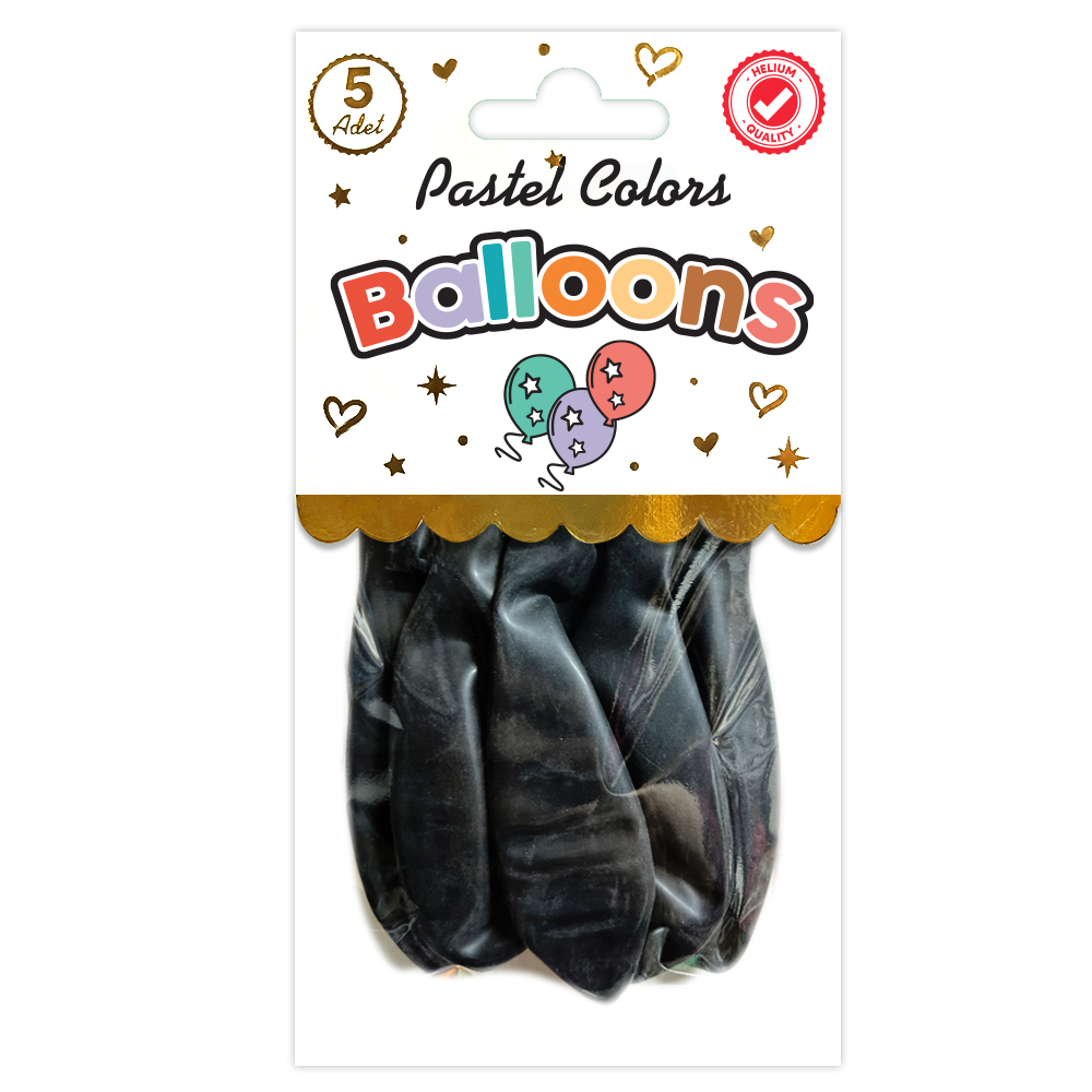 BALON PERAKENDE PASTEL SİYAH 5 Lİ