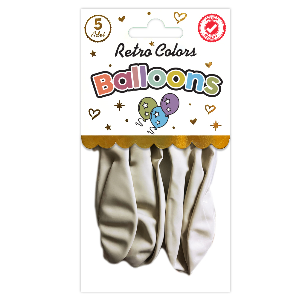 BALON PERAKENDE RETRO BEYAZ 5 Lİ