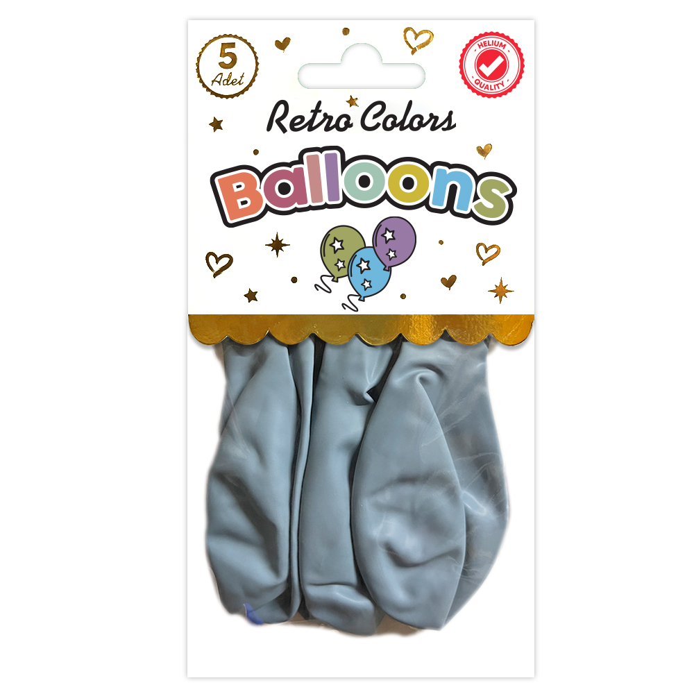 BALON PERAKENDE RETRO FIRTINA MAVİSİ 5 Lİ