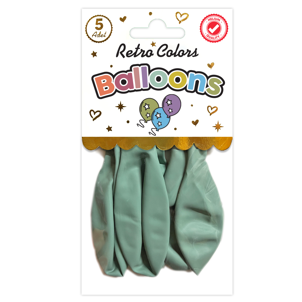 BALON PERAKENDE RETRO KIŞ YEŞİLİ 5 Lİ