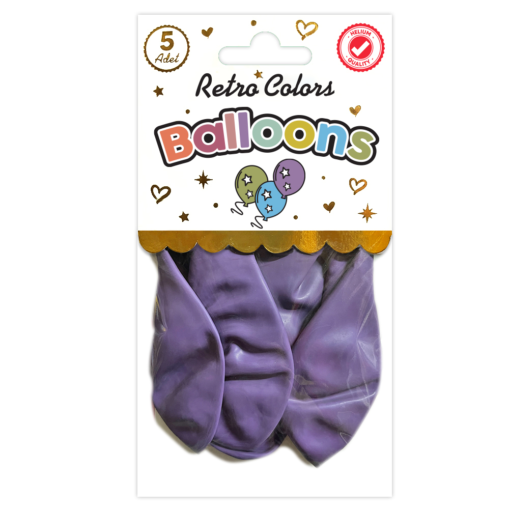 BALON PERAKENDE RETRO LAVANTA 5 Lİ