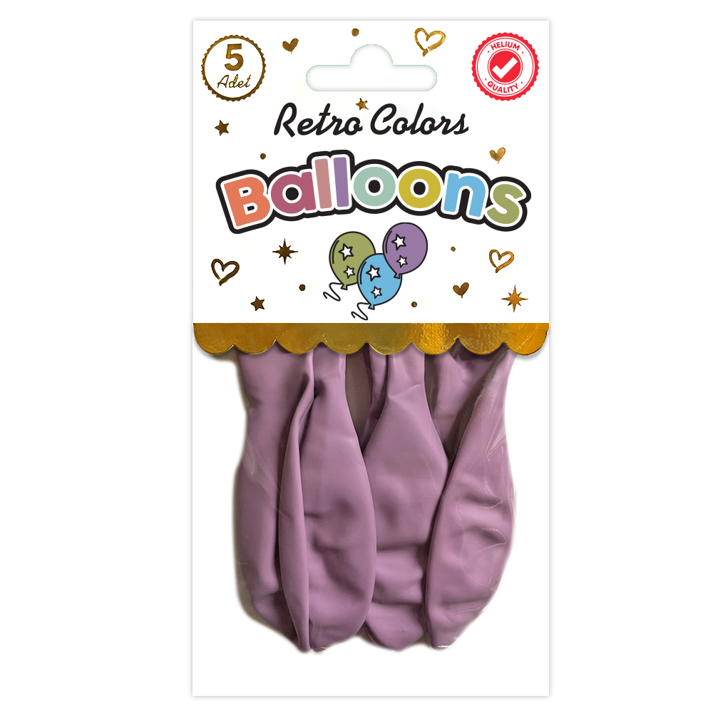 BALON PERAKENDE RETRO TOZ PEMBE 5 Lİ