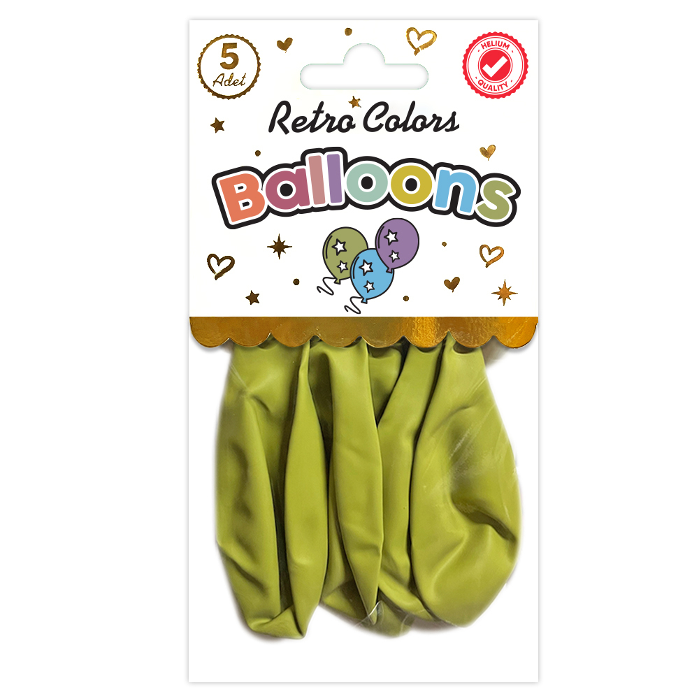 BALON PERAKENDE RETRO ZEYTİN 5 Lİ