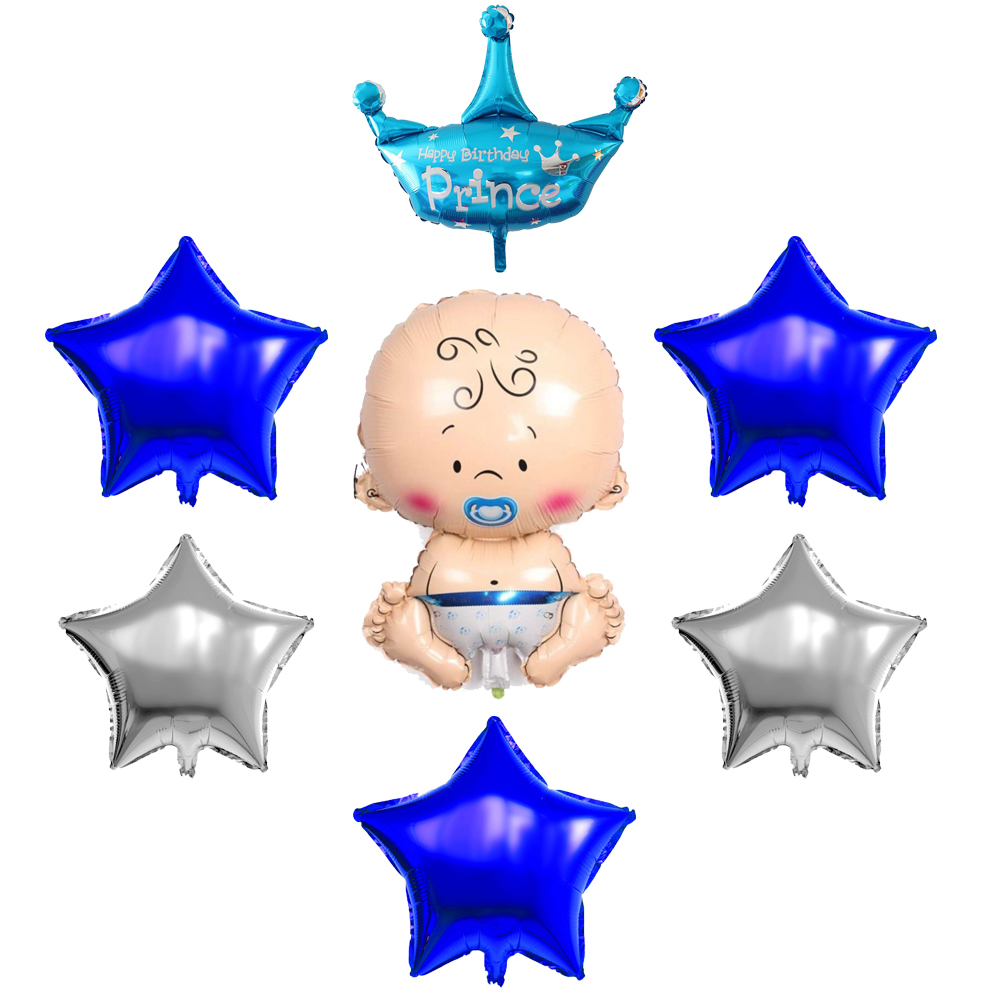 FOLYO BALON BEBEK YILDIZLI 7 Lİ SET MAVİ