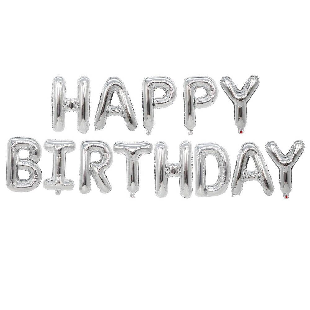 FOLYO BALON HAPPY BIRTHDAY GÜMÜŞ SET 16inç 