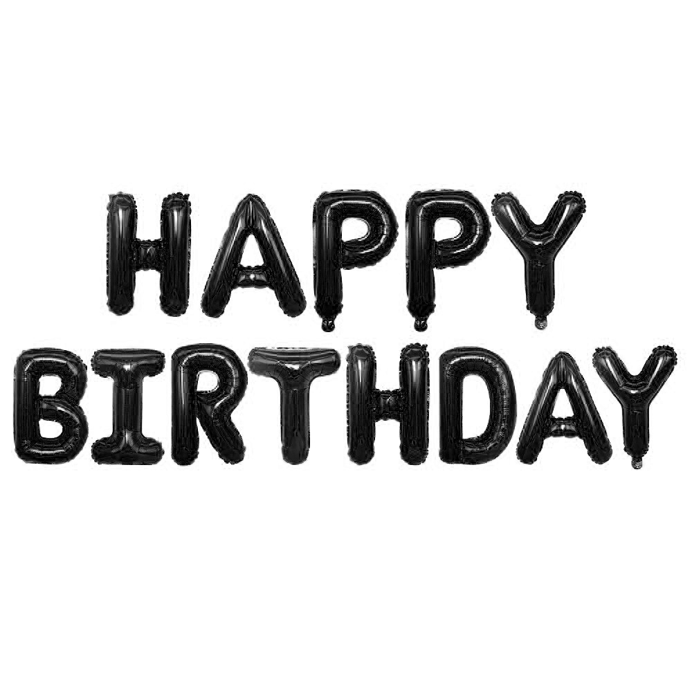 FOLYO BALON HAPPY BIRTHDAY SİYAH SET 16 İNÇ