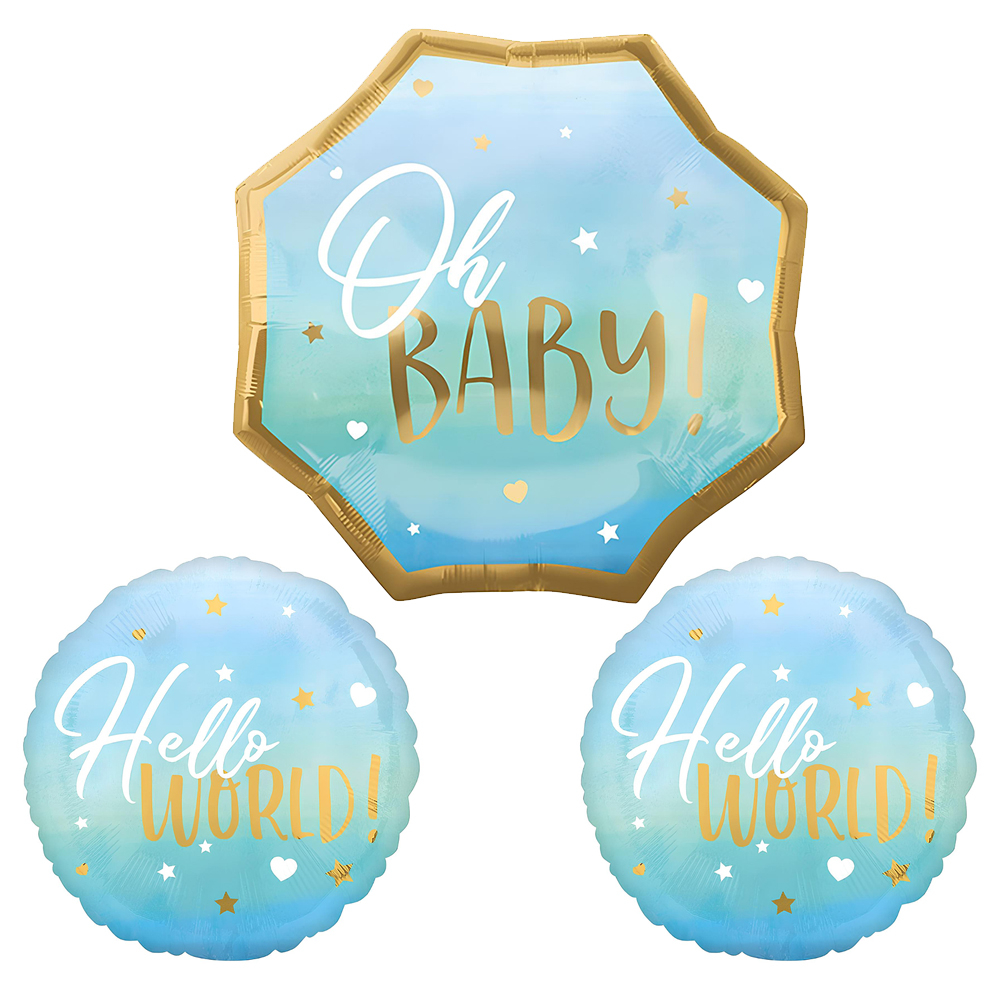 FOLYO BALON OH BABY 3 LÜ SET MAVİ 24 İNÇ 18 İNÇ