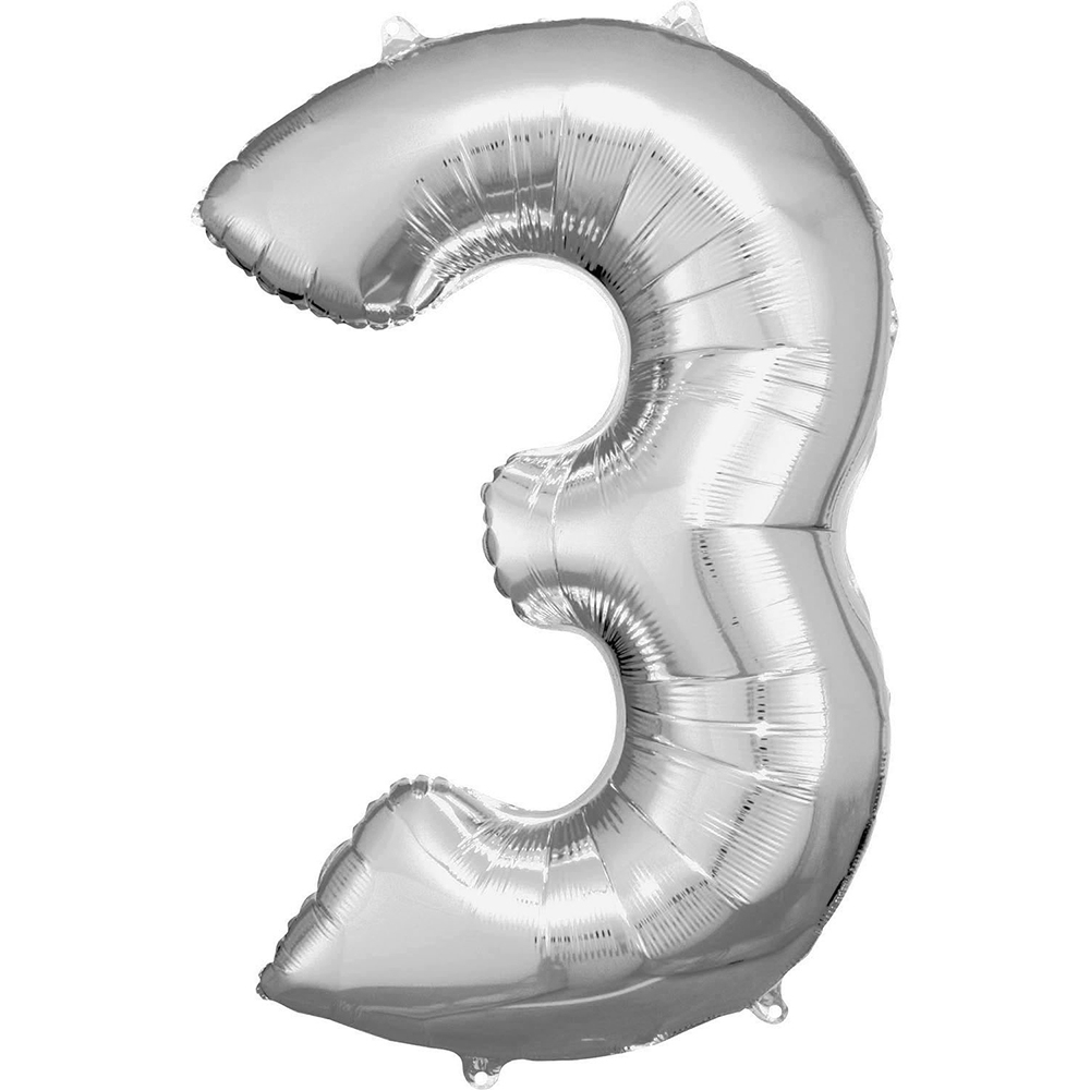 Rakam Folyo Balon 40inç GÜMÜŞ -3-