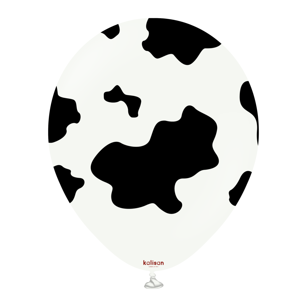 BALON BASK.KALİSAN 12 İNÇ SAFARİ COW WHITE (PRINTED BLACK)25 Lİ