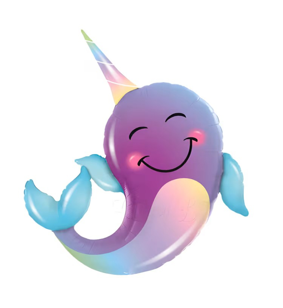Folyo Balon Boynuzlu Renkli Balina 