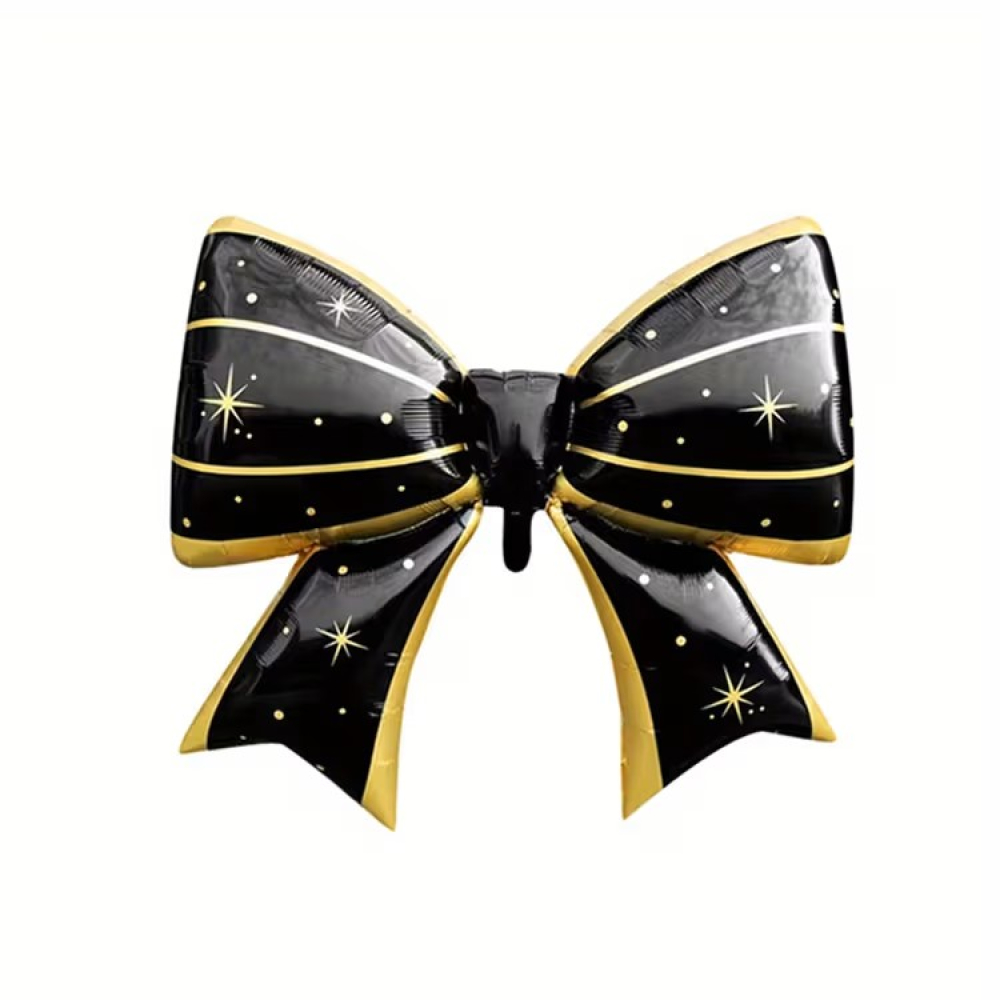 Folyo Balon Fiyonk Siyah Altın Çizgili