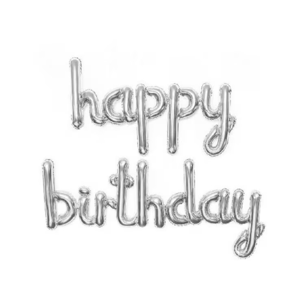 FOLYO BALON HAPPY BIRTHDAY ELYAZISI GÜMÜŞ