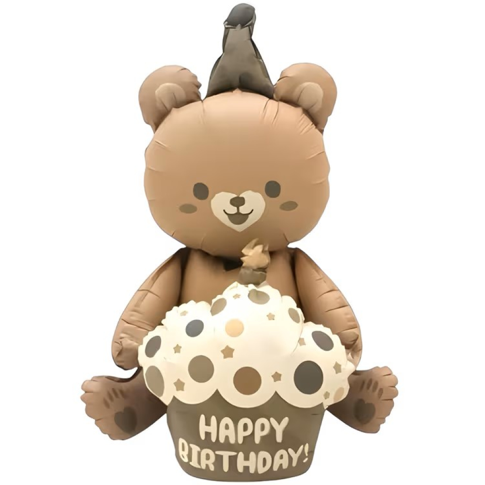 Folyo Balon Kahverengi Pastalı Retro Ayı 