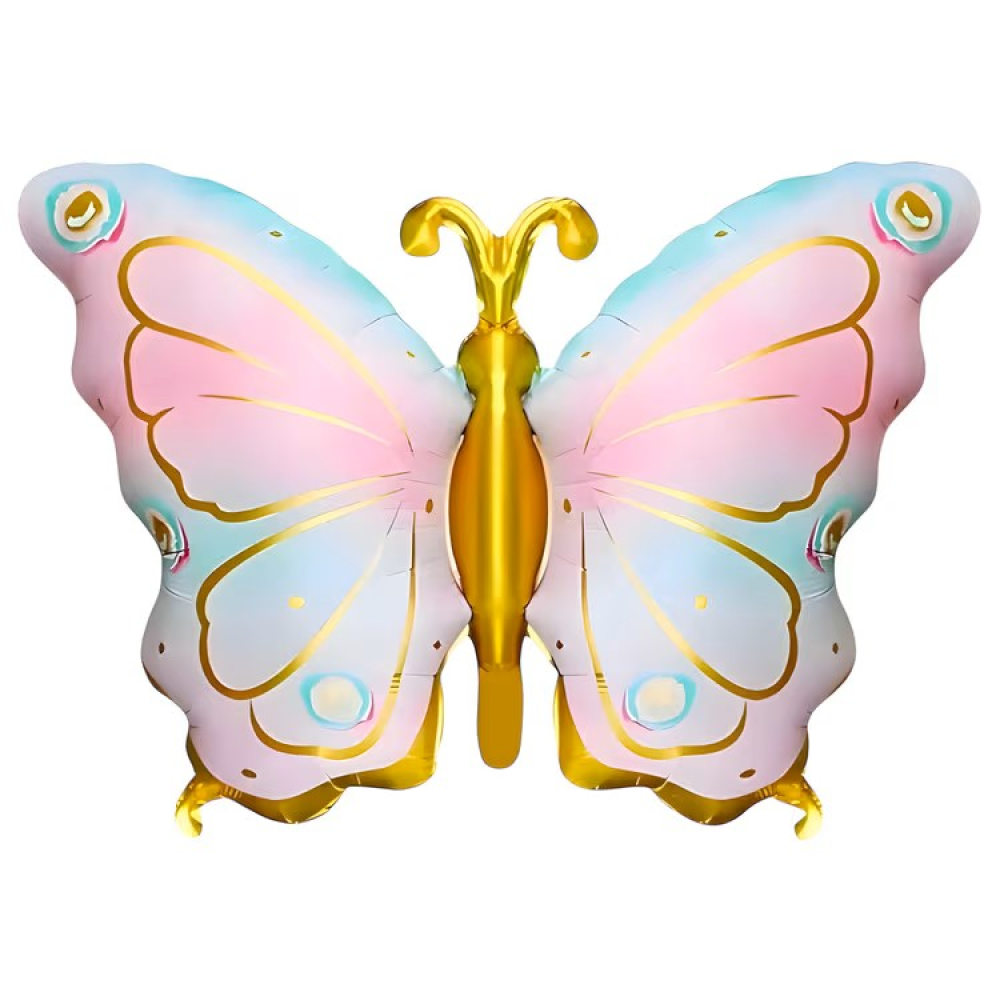 Folyo Balon Pembe Altın Kelebek 