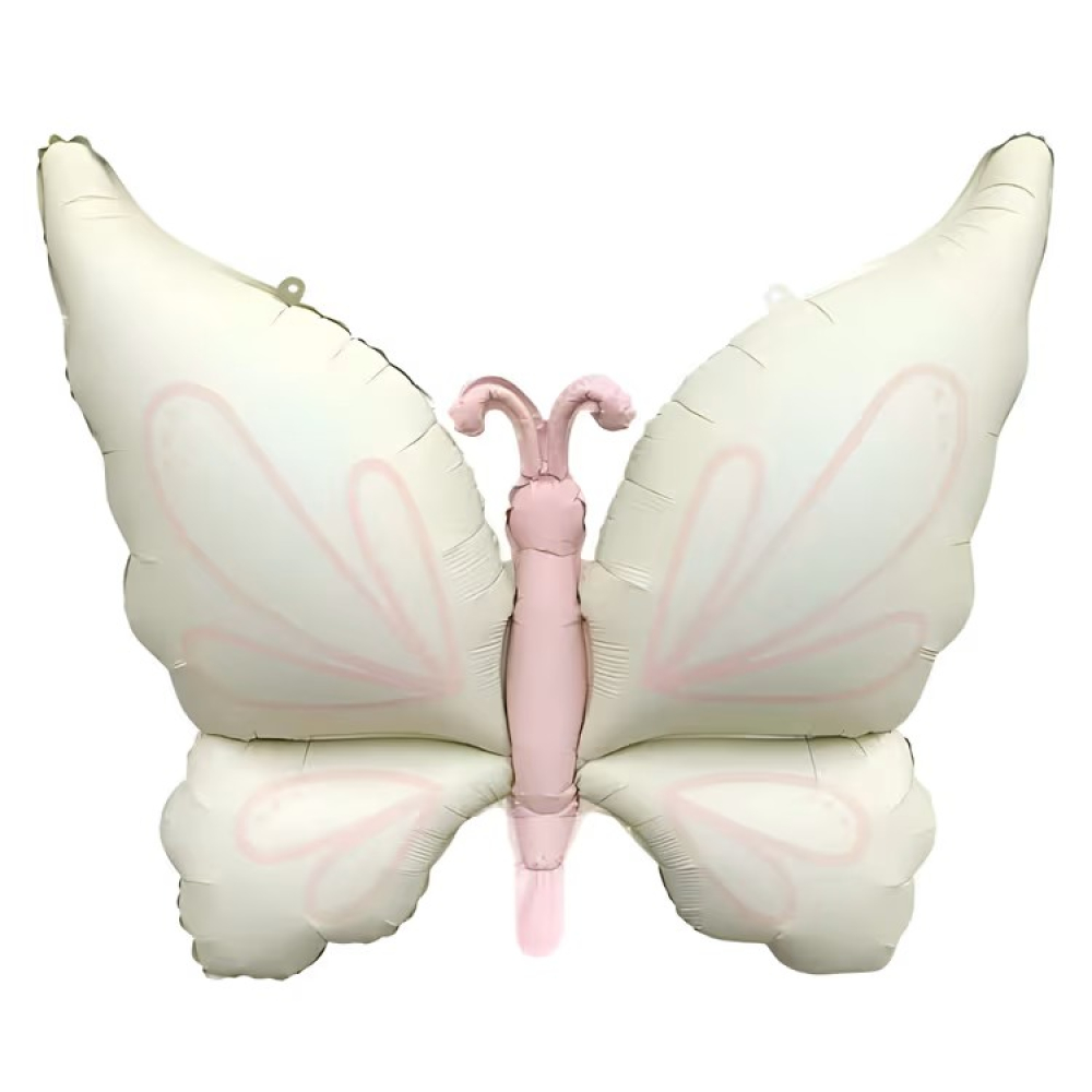 Folyo Balon Retro Beyaz Kelebek